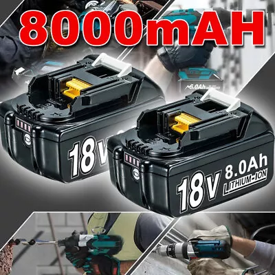 2x 18V 8.0Ah 18Volt Lithium-Ion Batteries LXT Battery For Makita BL1830 BL1815 • $38.99