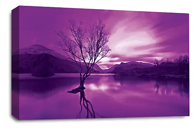 Seascape Art Print Purple Cream Landscape Sunset Framed Canvas Picture Large • £29.99