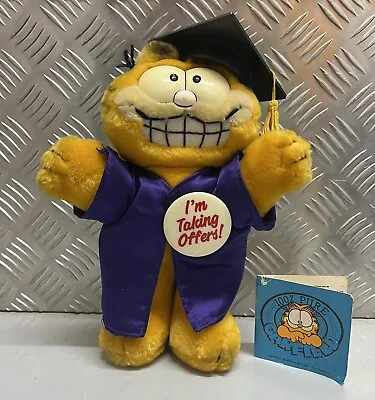 Garfield ‘I’m Taking Offers’ Graduation Dakin Plush Soft Toy 1981 • £20