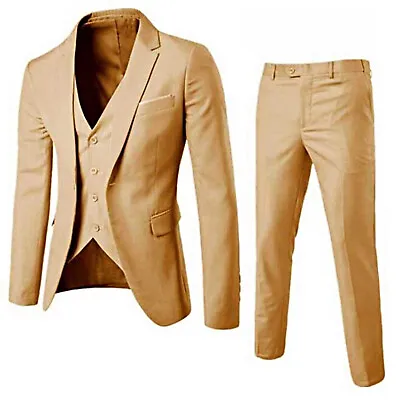 Men's Suits One Button Slim Fit 3-Piece Suit Business Formal Jacket Pants Set • $35.47