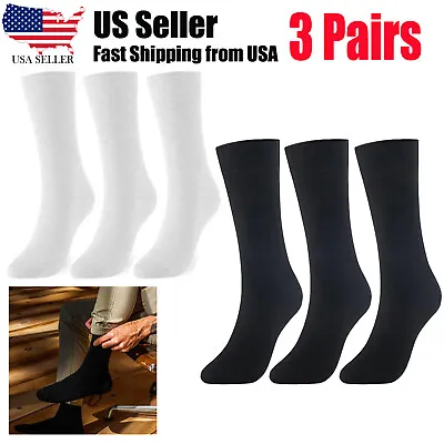 Dress Socks Mens (3 Pairs) Socks Classic Business Casual Solid FAST SHIPPING! • $8.99