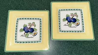 NWT Villeroy & Boch French Garden Macon Prune Square Salad Plates Stunning • $59.99