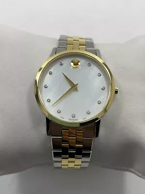 Movado Museum Classic Diamond MOP Dial Stainless Steel Ladies Watch 0607630 • $289.95