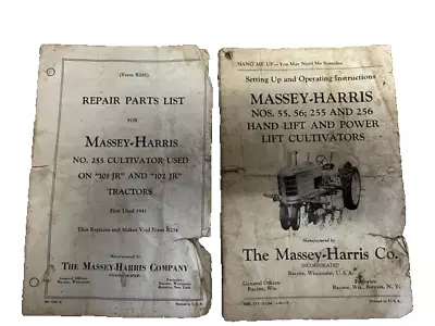 Massey-Harris~55-56~255~256~Cultivators~Operator's Instructions & Repair Parts • $8.99