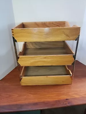 Vintage Stemple Mfg Co Stempco Wood File Paper Desk Organizer 3 Tier Tray • $35