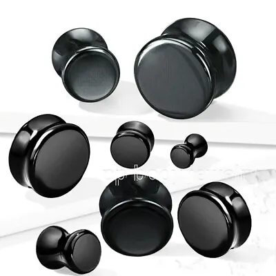 PAIR Of Black Onyx Natural Stone Saddle Ear Plugs  8G To 1/2  • $5.97