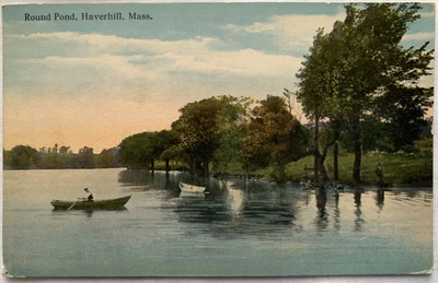 $2.99 • Buy HAVERHILL MA MASS ~ Rowboat On Round Pond Now Lake Pentucket ~ Flag Cancel