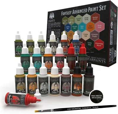 Fantasy Paint Advanced Set 20 Army Painter Acrylic Paints For Miniatures + Brush • £34.99