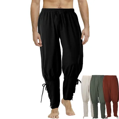 Medieval Trousers For Men Viking LARP Pants Renaissance Lace-Up Bandage Trousers • $22.99