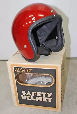 Vintage ALL SPORT Red Mylar Flake Retro Poly Safety Motorcycle 3/4 Helmet NIB • $30.40