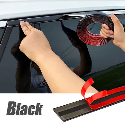 Black Car Door Window Side Chrome Strip Sticker Moldings Trim Tape Accessories • £7.19