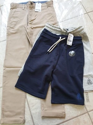 £15 • Buy NEXT Boys Age 10 Long Chino Style Trousers, Colour Kaki  2PK Jogger Style Shorts
