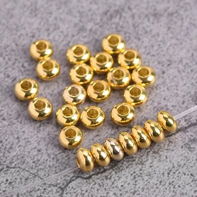 50pcs Rondelle 5mm 6mm Gold/Silver/Rose Gold Brass Metal Loose Spacer Beads • $3.20