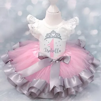 First 1st Birthday Outfit Party Dress Ribbon Tutu Age 1 One Cake Smash Princess  • £24.99