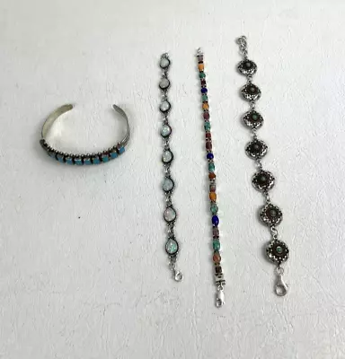 Vintage Native American Southwest Sterling Silver 925 Jewelry Lot Of 4 Bracelet • $250