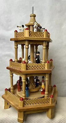 Vintage 3-Tier Windmill Carousel Pyramid Christmas Nativity For Parts. • $40