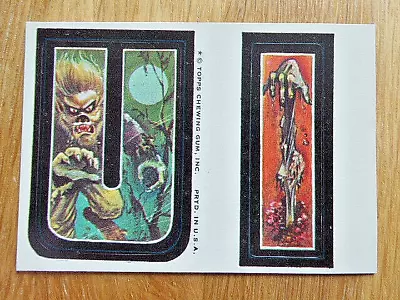 Topps Gum Monster Initials Stickers Letters U & I Tan Back 1973 • $6.20