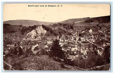 C1940's Bird's Eye View Of Millport New York NY Vintage Posted Postcard • £14.44