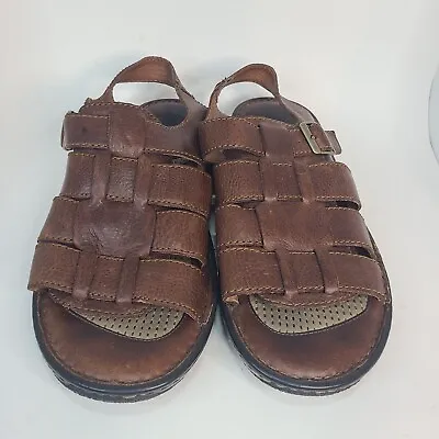 Born Mens Open Toe Fisherman Sandals Brown Leather Sz 11 • $28.49