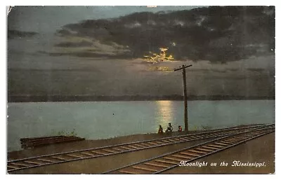 Moonlight On The Mississippi River Vintage Postcard C1911 Railroad Tracks • $3.65