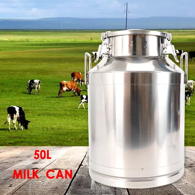 50L 13.25Gallon Stainless Steel Milk Can Barrel Milk Jug Milk Bucket Storage Pot • $104.24