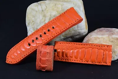 Ma Watch Strap 26/26 115/75 Mm Genuine Ostrich Finger Band Orange For Panerai 26 • $179.20