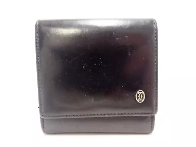 CARTIER Must Line Leather Coin Wallet Bifold Black • $49.99