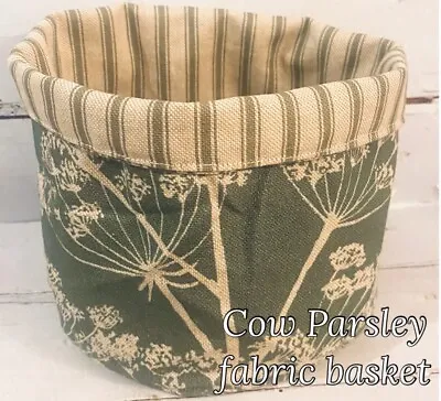 Cow Parsley Fabric Storage Basket - Made In Cornwall - Country Kitchen - Nature  • £12.75