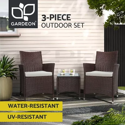 $218.95 • Buy Gardeon Patio Furniture Outdoor Setting Bistro Set Chair Table 3 Piece Rattan