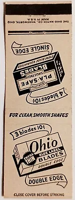 Ohio Blades Double Edge Pla-Safe Blades Single Edge Vintage Matchbook Cover • $3.99