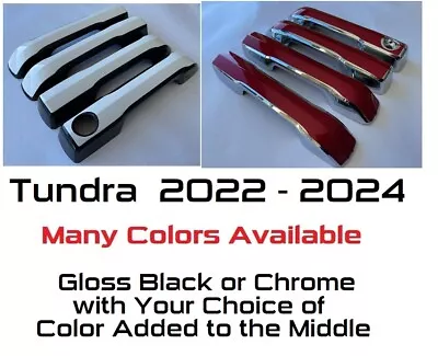 Custom Black OR Chrome Door Handle Overlays 2022-2024 Toyota Tundra YOU PICK CLR • $75