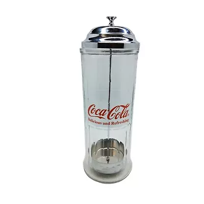 Vintage 1992 Coca-cola Glass Straw Dispenser Jar • $28.99