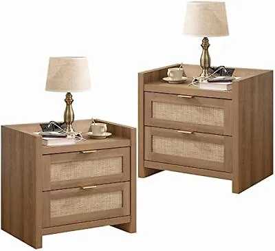 Nightstands With Charging Station End Bedside Table For Living Room Bedroom • $214.69