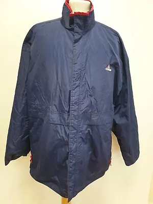 X46 Mens Vintage Adidas Blue Red Football Managers Coat / Jacket Uk Large 42-44  • £19.99