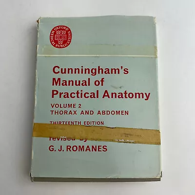 Vintage Medical Book Cunningham’s Anatomy 1968 Illustrations Thorax Abdomen • $22.50