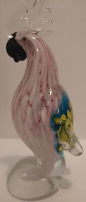 Murano Art Glass Cockatoo Pink Blue And Yellow Absolutely Beautiful • $30