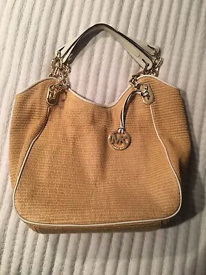 Michael Kors Straw Bag With Leather Trim - Preowned • $25