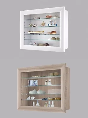 £79.99 • Buy Bora10 Wall Mounted Glass & Wood Display Cabinet Shelving