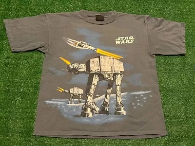 Vintage Star Wars AT AT Walkers T Shirt Hoth Size L 1997 All Over Print Usa • $79.50