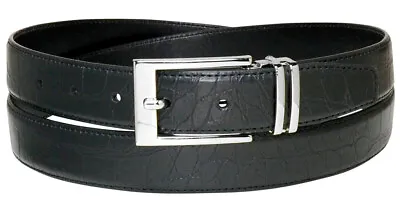 Croc Pattern Crocodile Embossed Belts Bonded Leather Men's Belt Silver-Tone Bckl • $17.95