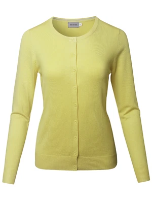$13.99 • Buy FashionOutfit Basic Soft Button-down Solid Round Neck Long Sleeve Sweater Cardig