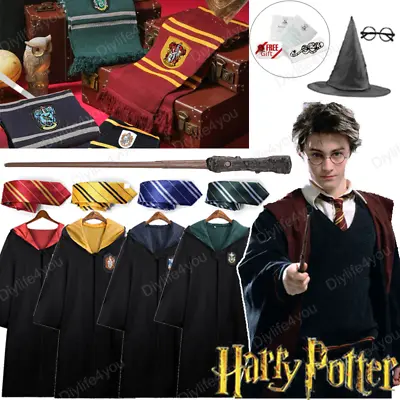 Harry Potter Costume Robe Cloak Tie Gryffindor Slytherin LED MagicWand Scarf COS • $16.99