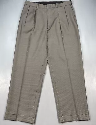 Ralph Lauren Pants Men 34x30 Pleated Houndstooth Cuffed Polo Slacks Made In USA • $29.89