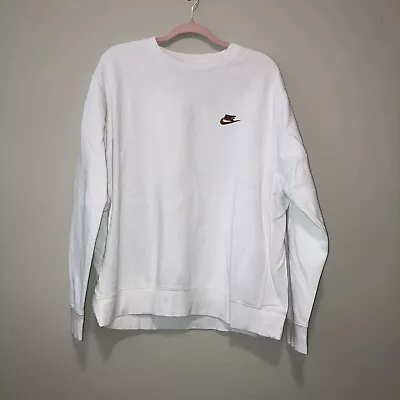 Vintage Nike Big Brown Swoosh White Crewneck Sweatshirt Men’s Size XL • $22