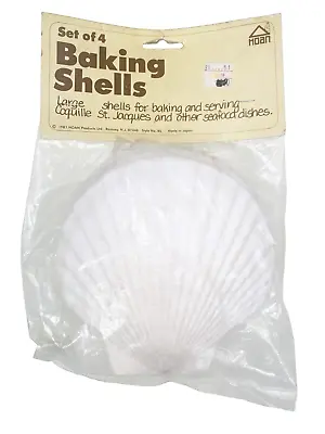 4 Baking Shells Large Scallop Coquille Natural Vtg 1981 Japan Hoan  • $17.59