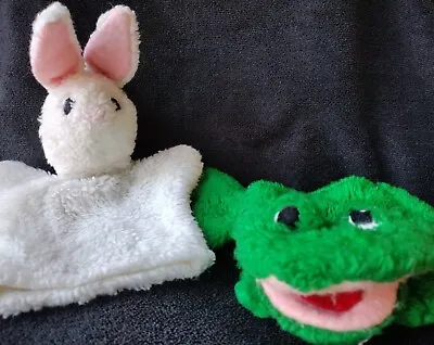 💥2 Vintage Sheram Puppets Rabbit And Frog Hand Puppets Very Old & Have Tags • $12.97