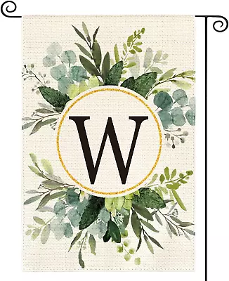 Monogram Letter W Floral Garden Flag 12X18 Inch Double Sided Outside Family Las • $10.58