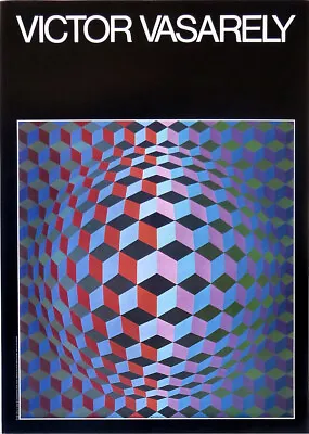 Victor Vasarely Op Art Offset Lithograph Poster Print Red Green Blue 33-1/2 X 24 • $115