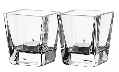 £13.99 • Buy Glass Cube Shaped Vase Holder Orchid Planter Trinkets Sweets H10xD9cm Set Of 2
