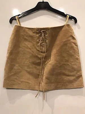 Hudson Real Leather Suede Soft Tan Mini Skirt • £25